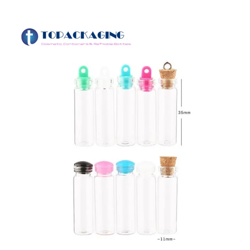 100PCS*2ML Small Mini Cute Charm Clear Glass Bottle with Cork used as DIY Wishing Glass Vial Pendant Samples Vials PP Stopper refillable cute 6ml rose gold refillable lip gloss tubes clear plastic empty make up diy lip gloss containers packaging