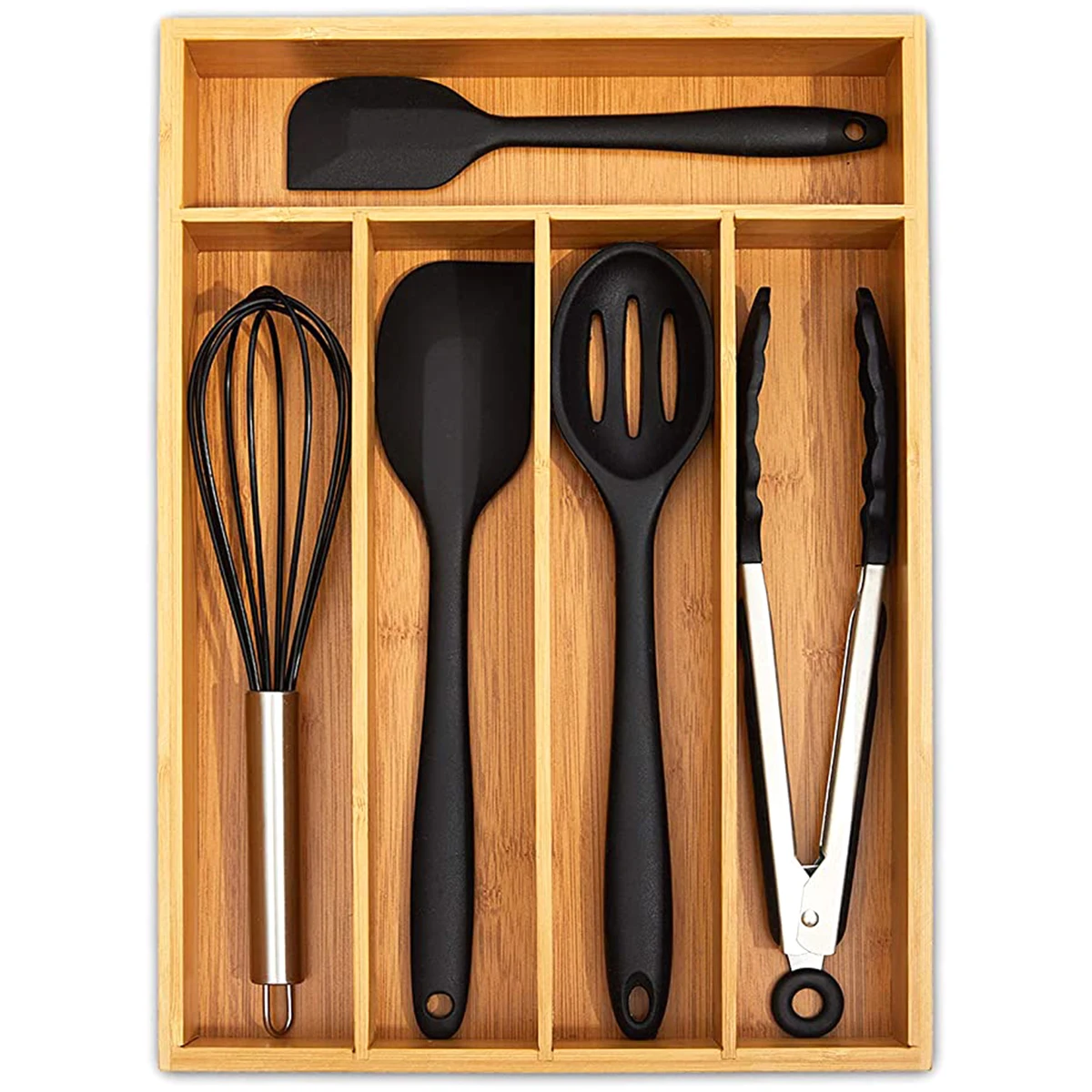 5 Grid Kitchen Cutlery Storage Box Bamboo Cutlery Tray Non Retractable Spoon Fork Tableware Organizer Jewelry Drawer Tool Storage Boxes Bins Aliexpress