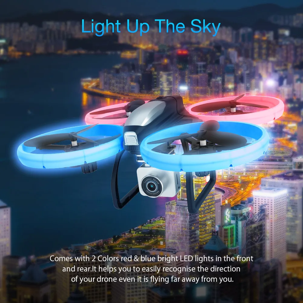 Eachine E020 светодиодный wifi FPV с 4 K/1080 P HD широкоугольная камера Безголовый режим удержания высоты Радиоуправляемый Дрон Квадрокоптер RTF