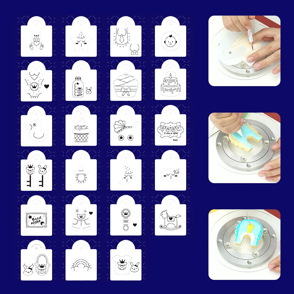 PartyFUN Baby Kid Cookie Cutter and Drawing Stencils Set- 46 Piece- Fondant Biscuit Stamp Cutters Mold- Stainless Steel