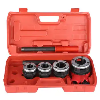 

4 Dies Manual Plumber Pipe Threading Kit 1/2" 3/4" 1" 1/4" Threader Hand Tools Set