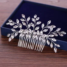 Rhinestone Hair Comb Women Accessories Bridal Rhinestone Hair Comb Wedding Hair Jewelry Silver Color Headpieces bijoux cheveux
