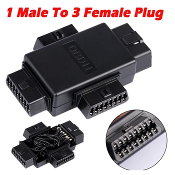 

3in1 16 Pin OBD2 Car Connector Plug 1 Male To 3 Female ELM327 Multi-function Plug Diagnostic Cables Tool Car Connector Adapter
