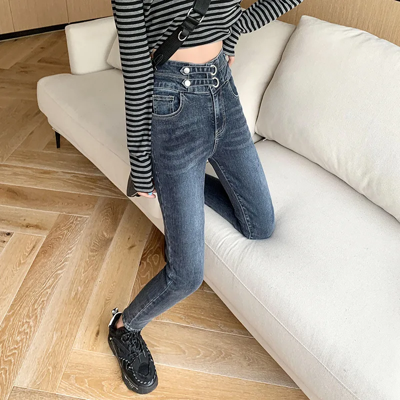 Ankle Jeans Dicuci Denim Celana 