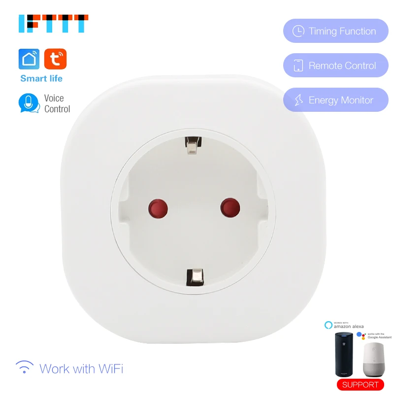 20pcs 16A WIFI Smart EU Korea Russia Europe Plug socket with Power Monitor Timing Socket Wireless Outlet Voice Control |