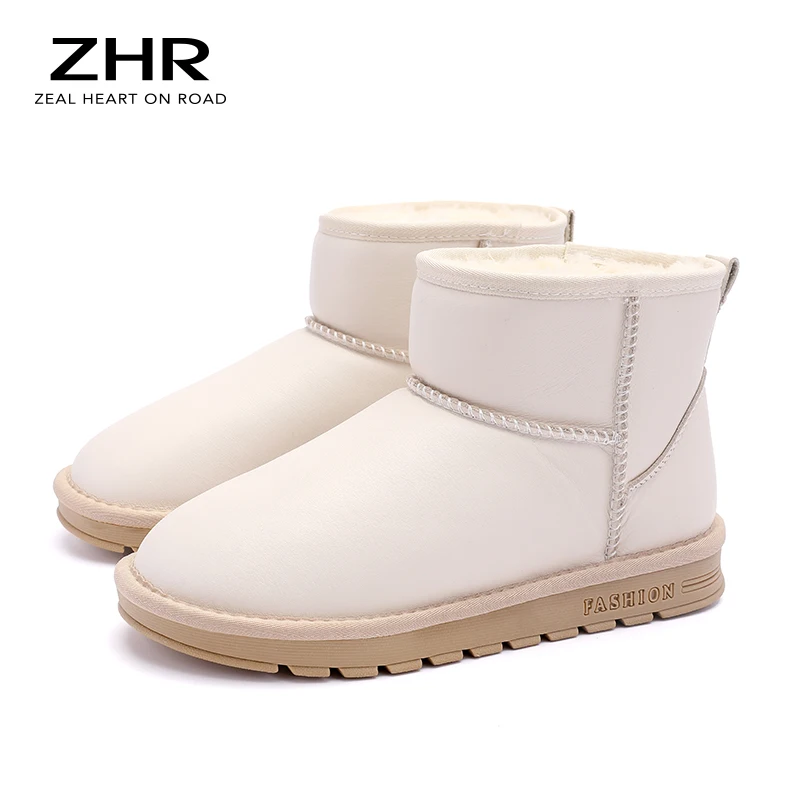 

2020 Winter Women Snow Boots Shoes 100% Fur Genuine Cowhide Leather Ankle Boots Warm Plush Waterproof Ladies Booties Flats