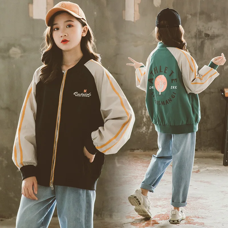 Teen Girls Zipper Jackets 2021 New Spring Autumn Casual Tops 10 12