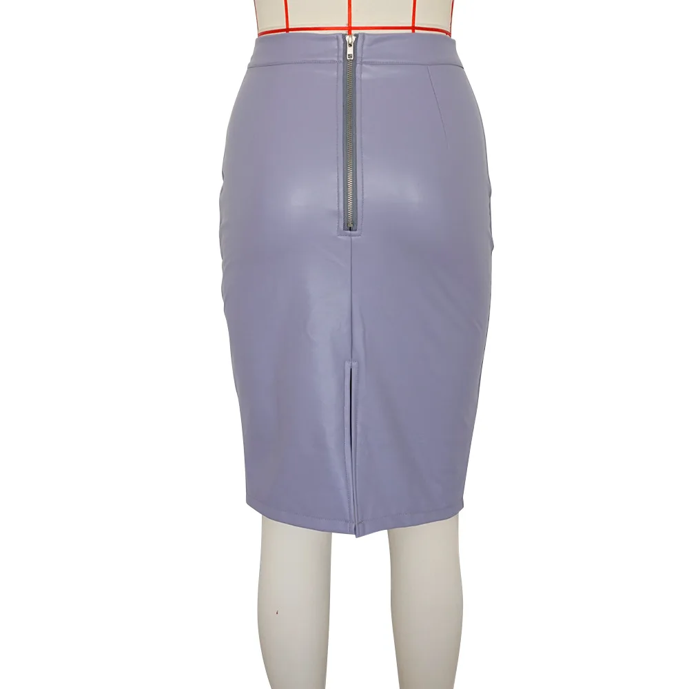Женская сексуальная юбка-карандаш средней длины из искусственной кожи, осенняя Женская посылка, юбка-карандаш из искусственной кожи с разрезом сзади, цвета Бургунди и кофе