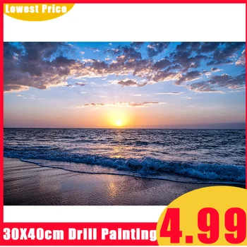 

5D DIY Diamond Painting Full Square/Round Drill "Sunrise Over The Sea" Diamond Embroidery Cross Stitch Mosaic Home Decor Gift