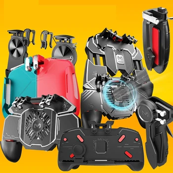 

Pubg Controller AK66 Six Finger Gamepad Triggers Pubg Metal Trigger Joystick Control Pubg For IOS Android Mobile Phone Game pad