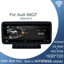 Android biult em carplay sem fio 8 núcleo 1920x720 navegação gps carro multimídia jogador para audi a6 a6l q7 c6, 6g ram,64g rom