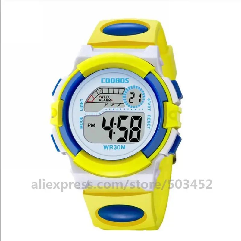 Yellow 100 шт./лот Reloj Mujer будильник Дата Цифровой Многофункциональный спортивный светодиодный водонепроницаемый ребенок наручные часы, часы женские Reloj Hombre - Цвет: Yellow