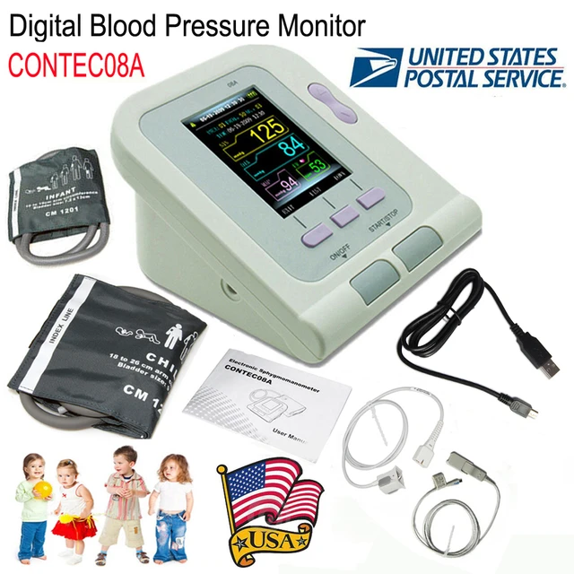 CONTEC Digital Blood Pressure Monitor CONTEC08A+Child cuff+Child Spo2  Probe+adapter