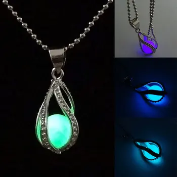 

Newly Fashion Teardrop Necklace Glow in the Dark Pendant the Little Mermaid Romantic B99