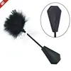New Erotic Bdsm Feather Tickled Whip Bondage Punish Fetish Leather Spanking Paddle Play Flogger Lover Riding Crop Pony Sex Toy 1