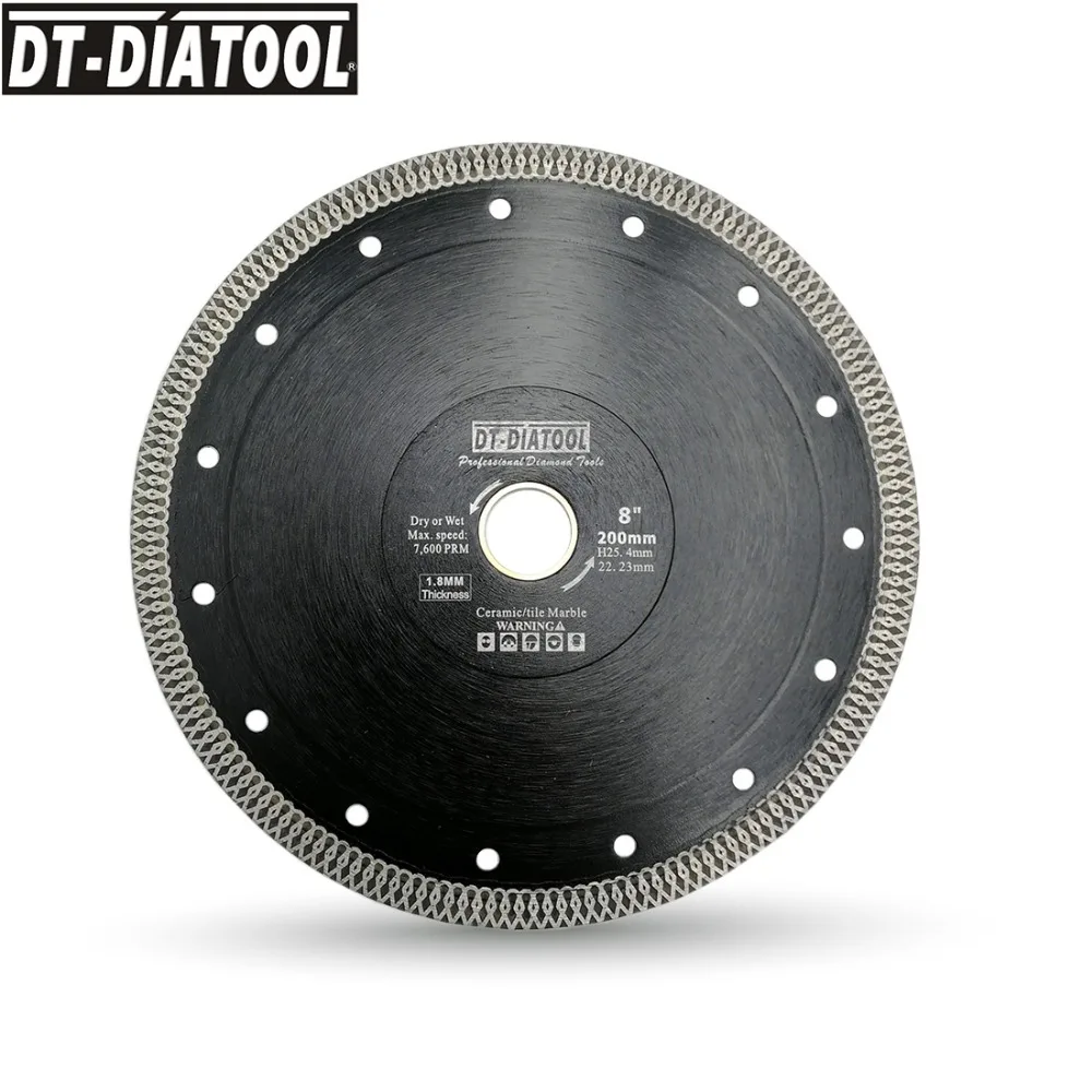 DT-DIATOOL 1 шт. диаметр 200 мм/8 дюймов горячий-прессованный Премиум X сетчатый турбо пильный диск алмазный режущий диск для фарфоровой керамической плитки мрамора