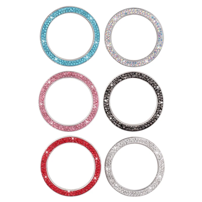 

Lcyonger Cars One-Key Engine Start Stop Ignition Push Button Switch Cover Decorative Rhinestone Diamond Crystal Ring Car Parts