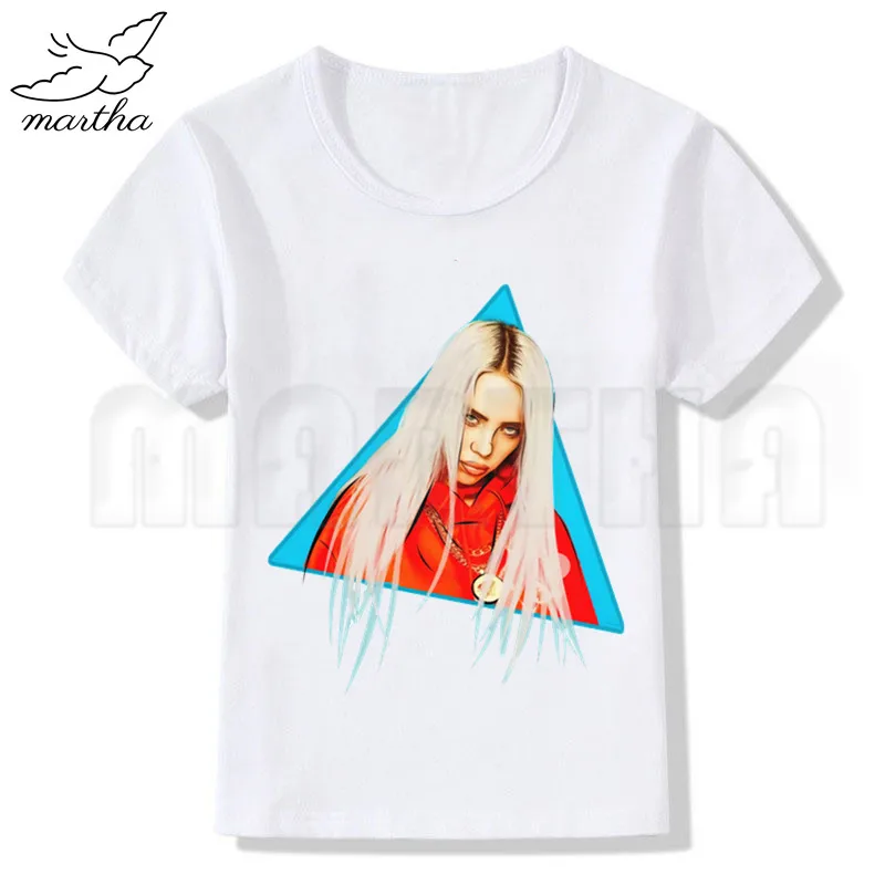 WhiteA Billie Eilish/белая футболка для маленьких девочек летние повседневные футболки с короткими рукавами для мальчиков детские модные топы, летняя футболка для девочек - Цвет: WhiteA