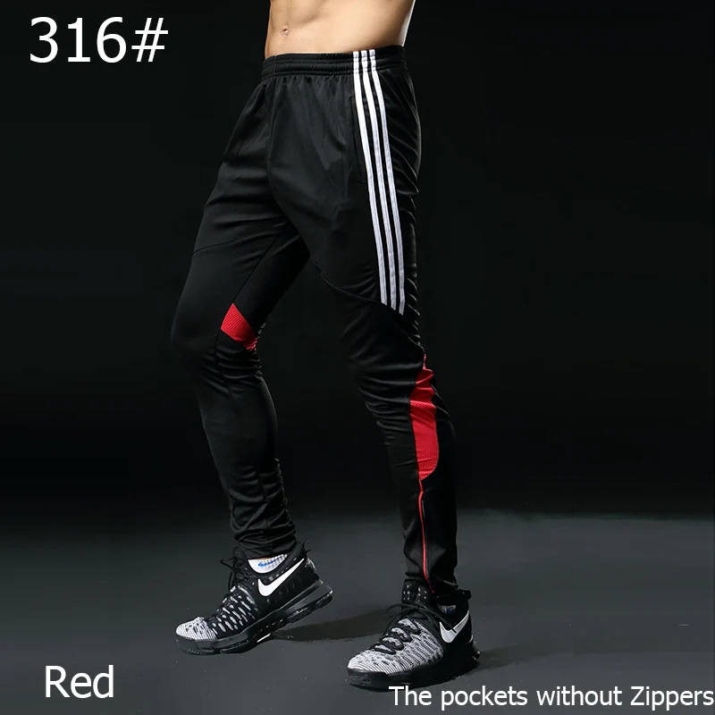 Мужские спортивные штаны для бега на молнии, спортивные штаны для футбола, спортивные длинные штаны для тренировок, эластичные леггинсы, штаны для бега, спортзала - Цвет: 316 red pants