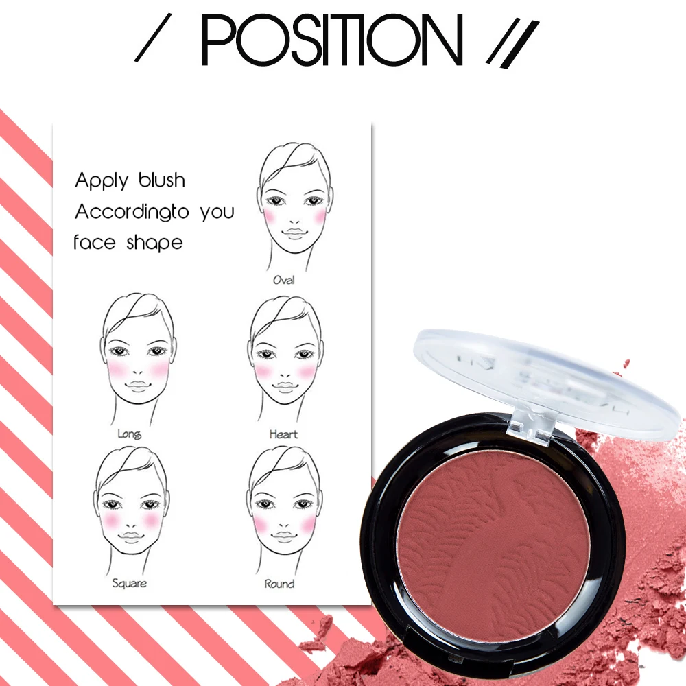 1Pc Professional Rouge Powder Cake Long Lasting Natural Matte Blush Palette Brighten Beauty Makeup Foundation Powder TSLM2