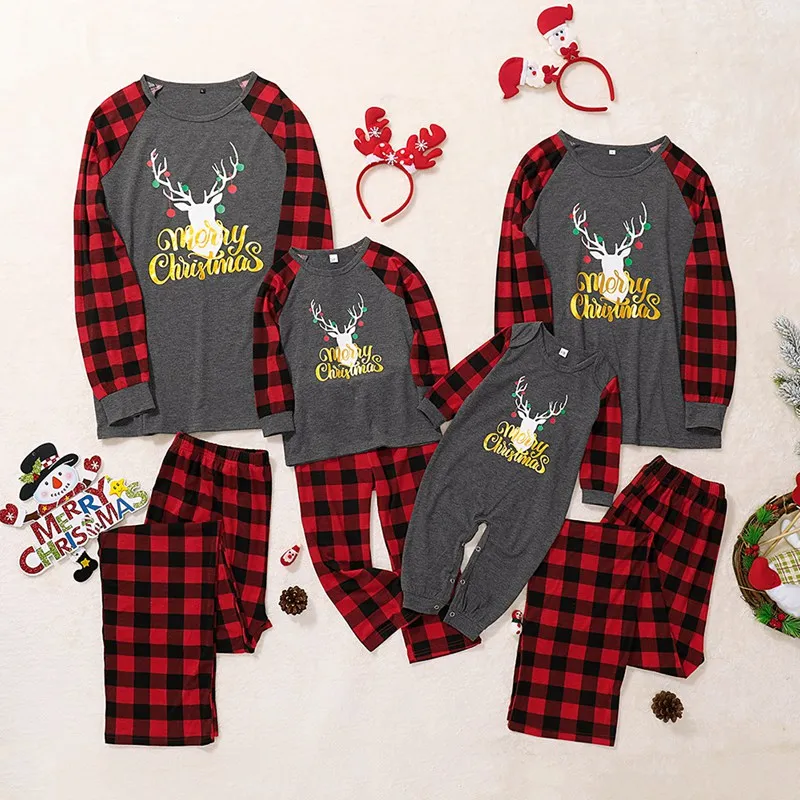 Комплект для папы, мамы и ребенка; футболка с длинными рукавами; комбинезон; брюки для мальчиков и девочек с рисунком рождественского оленя; домашняя одежда
