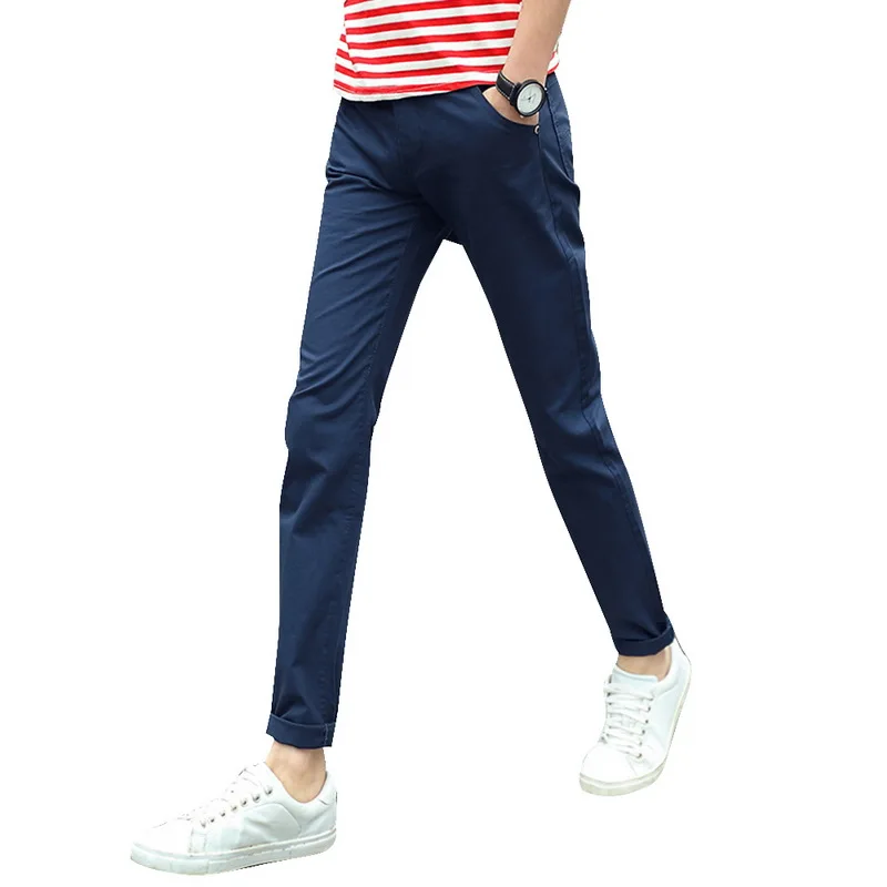 Демисезонный Повседневное брюки Для мужчин хлопок Slim Fit Chinos модные мужские брюки-карго мужские брюки Чинос Повседневное Slim Fit Брюки