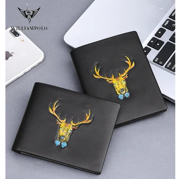 

Williampolo Chinese Style Wallet Genuine Leather Men Wallets Short Male Purse Card Holder Wallet For Men Fashion High Quality