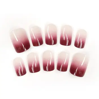 

24pcs Nails Extension UV Gel Manicure Long-style Acrylic Gradient Color With Double-sided Sticker Coffin Fake Nails Art Tips