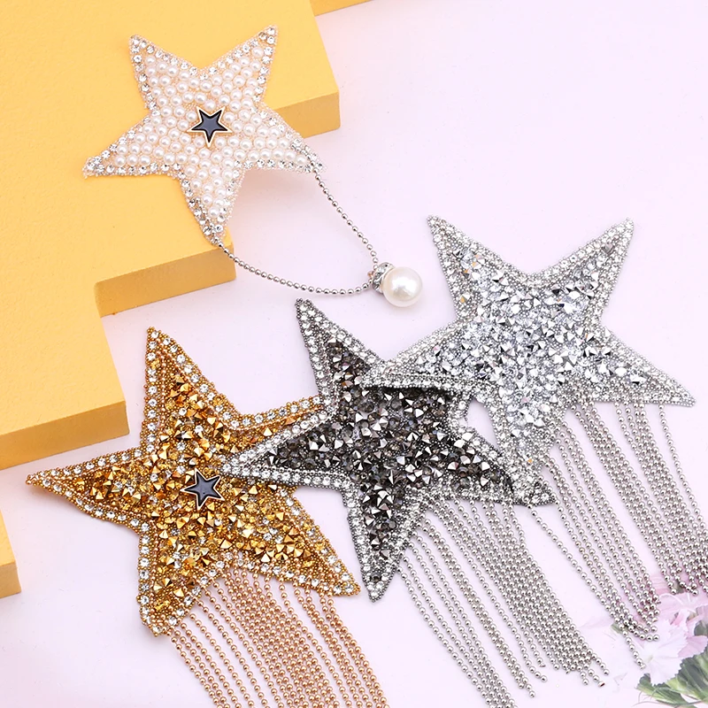 5 Pcs Rhinestone Star Patches - Iron On Tassel Repair Patches For Clothes & DIY Decor