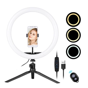 

30cm/12inch LED Ring Light 5600-8200K Diammable 3 Colors with Tripod Phone Stand Holder Remote Shutter for Video Live Streaming