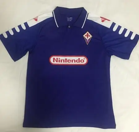 1998 Футбольная форма Ретро Fiorentina 9 BATISTUTA 10 RUI COSTA винтажная 1999 Футбольная форма во Флоранс - Цвет: Бежевый