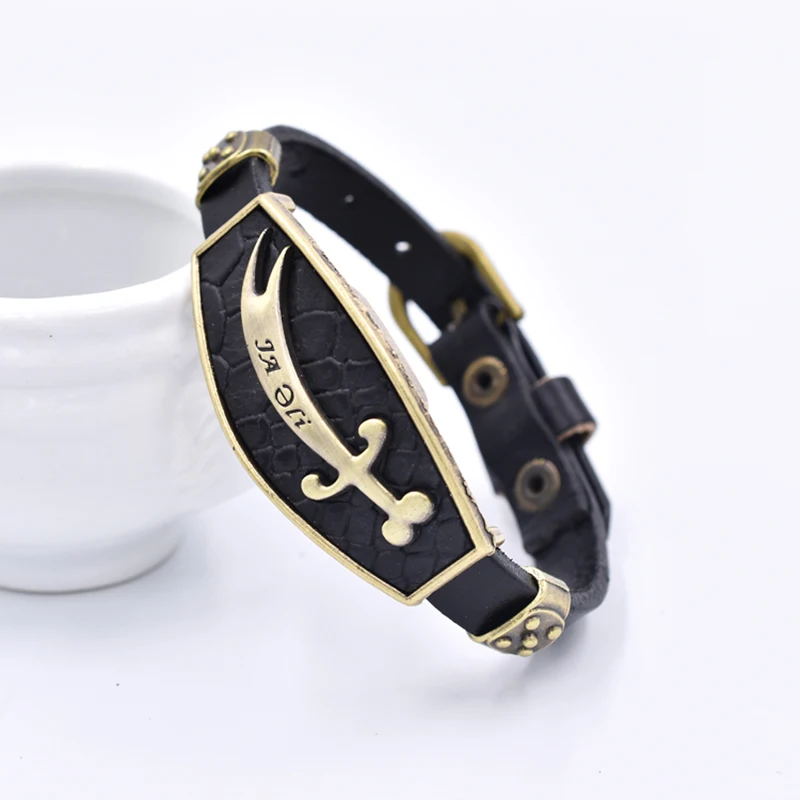 9 Styles Trendy Punk Wings Elephant Cross Knife Africa Map Scenery alo Black Panther Flamingo Leather Wrap Bracelet Men
