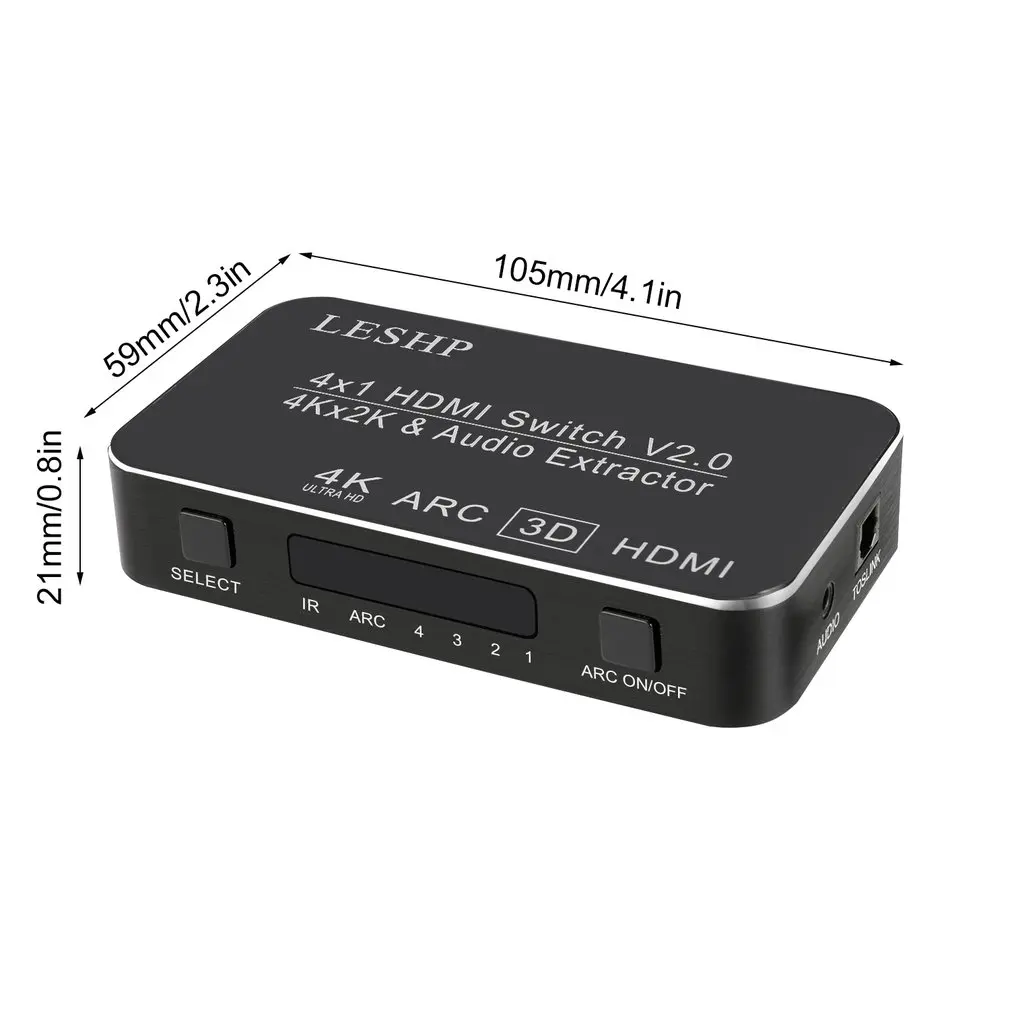 LESHP 4-портовый 4x1 мультимедийный интерфейс высокой четкости HDMI переключатель V2.0 4K x 2K ARC Full HD 1080P Sup порт s MHL светодиодный индикатор