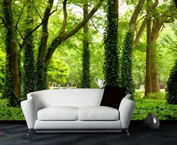 Пользовательские фото обои большой росписи 3d зеленый лес обои гостиной диван ТВ фоне стены росписи обоев