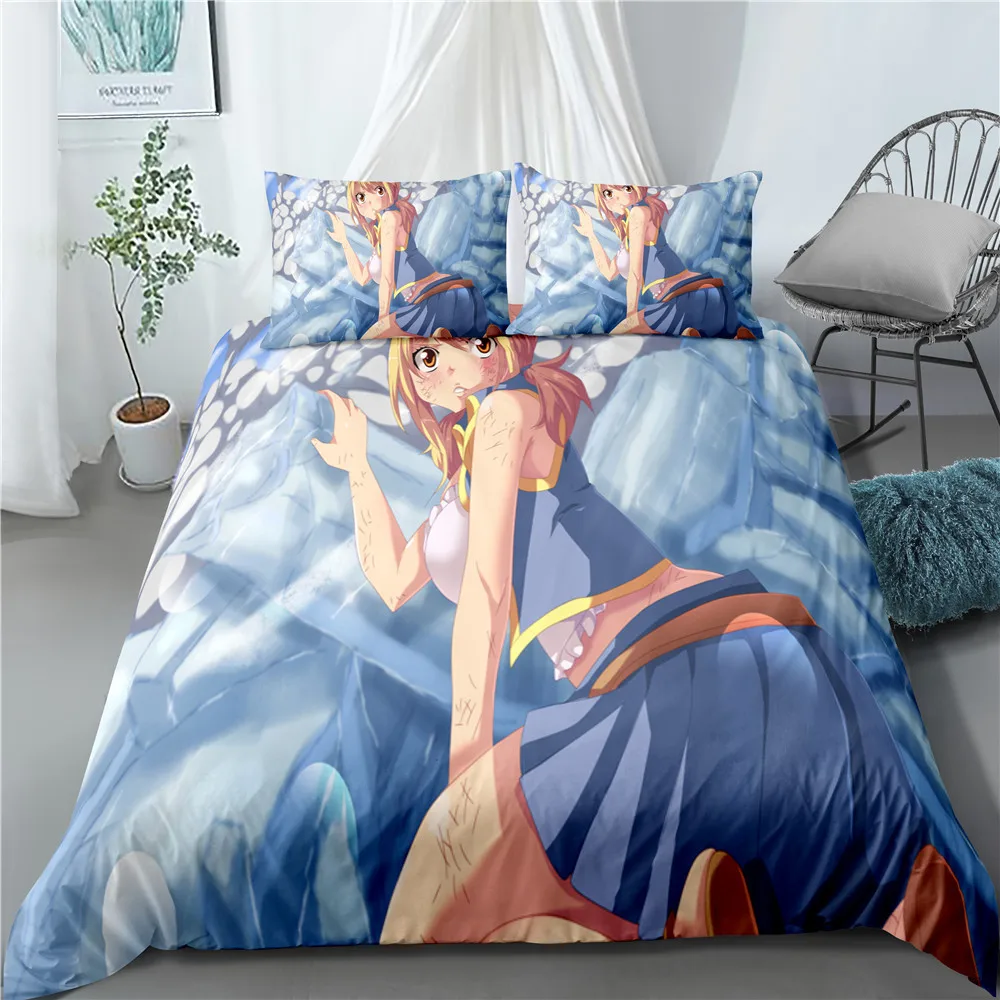 Modern Popular Animation Fairy Tail Pattern Home Textile 3D Digital Printing Home Decoration Down Quilt Cover Pillowcase Bedding 