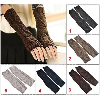 

Hot Sale Women Wool Mitten Warm Fingerless Gloves Hand Warmer Winter Women Arm Crochet Knitting Faux Gloves Gants Femme