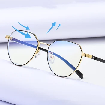 

YOK'S Polygon Metal TR90 Anti-blue Light Computer Gaming Glasses Flexible Temples Optical Pprescription Eyeglasses Frame WN1438