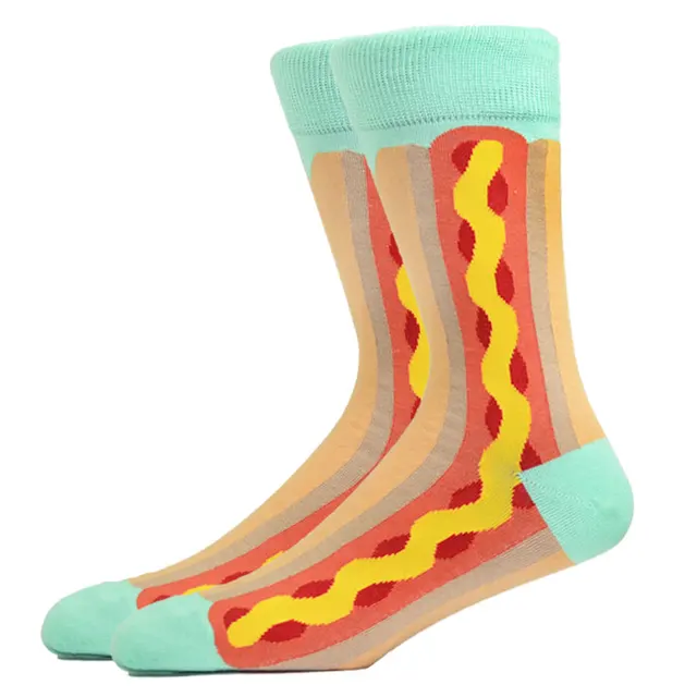 Burger Pizza Sushi Males Socks Fashion Cute Series Korean Harajuku Cartoon Funny Women Happy Cotton Cool Middle Tube Socks HK11047-3