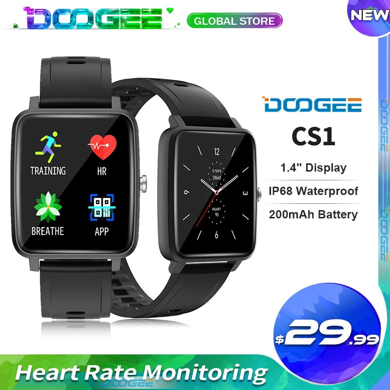 Смарт часы DOOGEE CS1 IP68 1 4 дюйма 12 спортивных режимов 200 мА · ч|Смартфоны| |