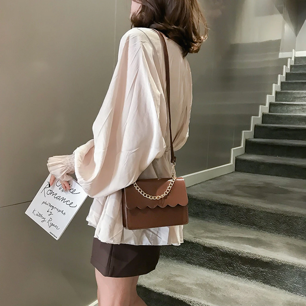 Simple Flap Shoulder Fashion Women Bag Leather Bags Girls Pure Color Mini Messenger Chest Cross Body Handbags Bolsa Feminina 820