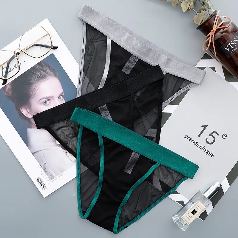

Sexy Mesh Women Underpants Ultra-thin Female Panties Micro-transparent Briefs Fashion Cozy Lingerie Middle Waist Lady Underwear