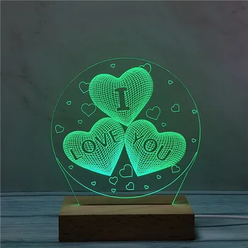 

Solid Wood 3D Night Lamp Creative Acrylic Custom KT-C Wooden USB Xinqite Stereo Vision Small Table Lamp