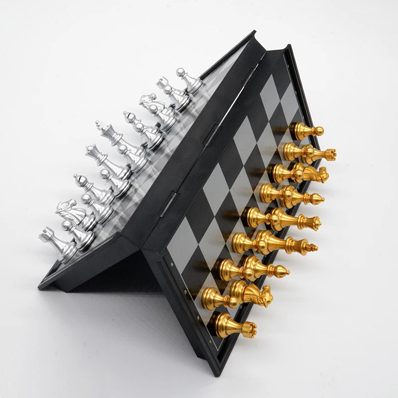 32 Chess Pieces Chessboard Gold Silver Foldable Magnetic Chess Set High-quality Game Medieval Travel Sets Portable