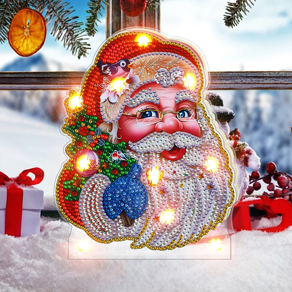 Christmas DIY Diamond Painting Light Tree Snowman Night Light for
