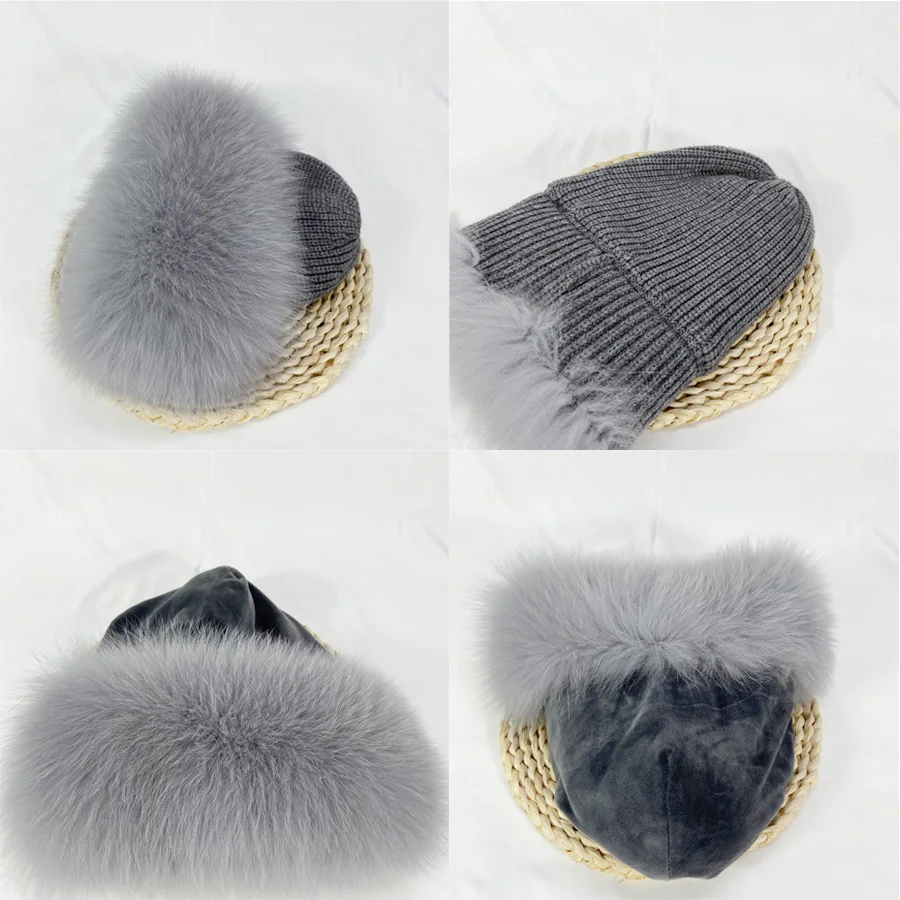 thermal aviator bomber winter hat Winter Hats Women Natural Fox Fur Fuffy Warm Fashion Stylish Fedoras Knitted fur hat mens fur bomber hat