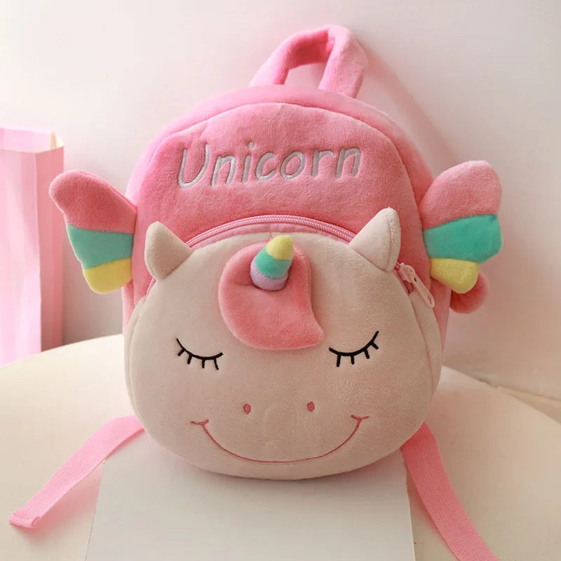 Baby Kids Unicorn Stuffed Backpack Cute Plush Toys Children Bag Kindergarten Schoolbag Girls Boys 3D Cartoon Animal Backpack