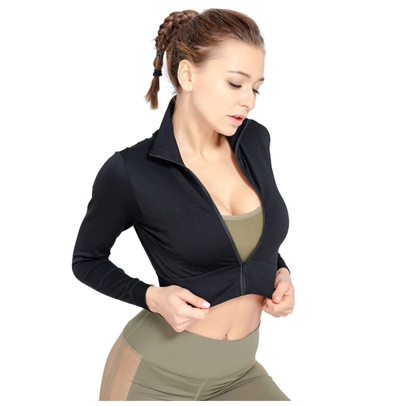 Женский укороченный Топ с длинным рукавом для спортзала, женская одежда для йоги, спорта, фитнеса, топы для тренировок, женская спортивная куртка, женская спортивная одежда