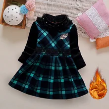 Праздничное платье-пачка для маленьких девочек с длинными рукавами; праздничное платье принцессы; утепленные платья; Рождественская одежда; зимняя От 1 до 10 лет для малышей