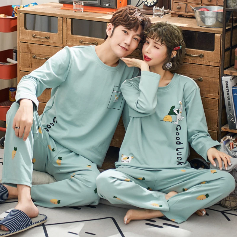 Lovers pajamas for men Full Sleeve Cotton pijama Couple Pajamas For Women Cartoon Sleepwear Sets Winter Pijama Mujer XXXL Lovers pajamas for men Full Sleeve Cotton pijama Couple Pajamas For Women Cartoon Sleepwear Sets Winter Pijama Mujer XXXL