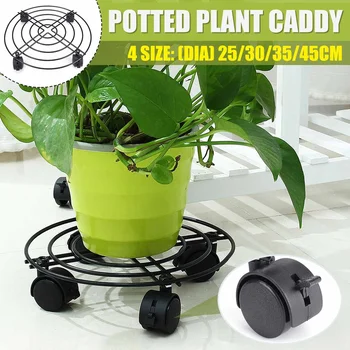 

1PCS Metal Plant Caddy Round Potted Plant Stand Flower Pot Rack Holder With Wheels Trolley Casters Floor Display Shelf Home Deco